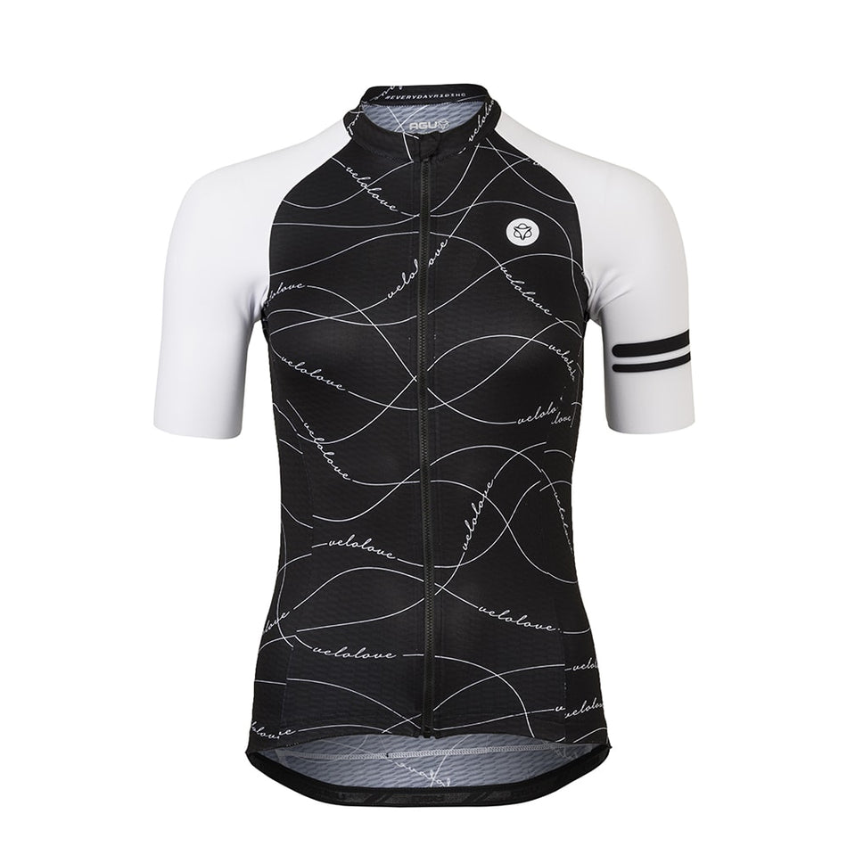 VELO WAVE Shirt Damen Schwarz/Weiß - Kurzarm