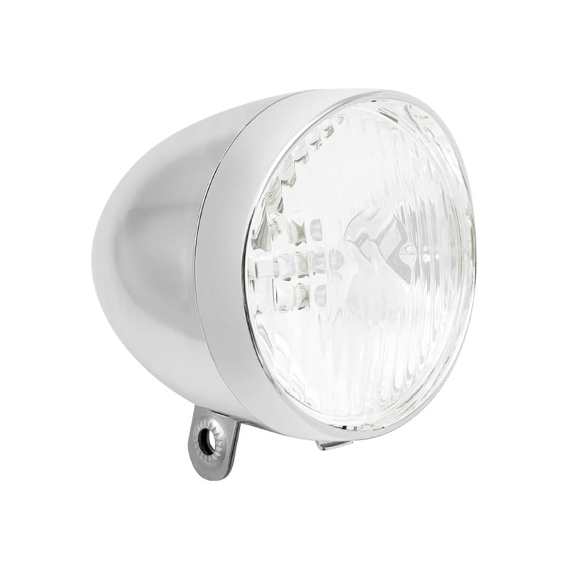 Przednia lampa na baterie VINTAGE z 5 LED w plastikowej obudowie srebrnej