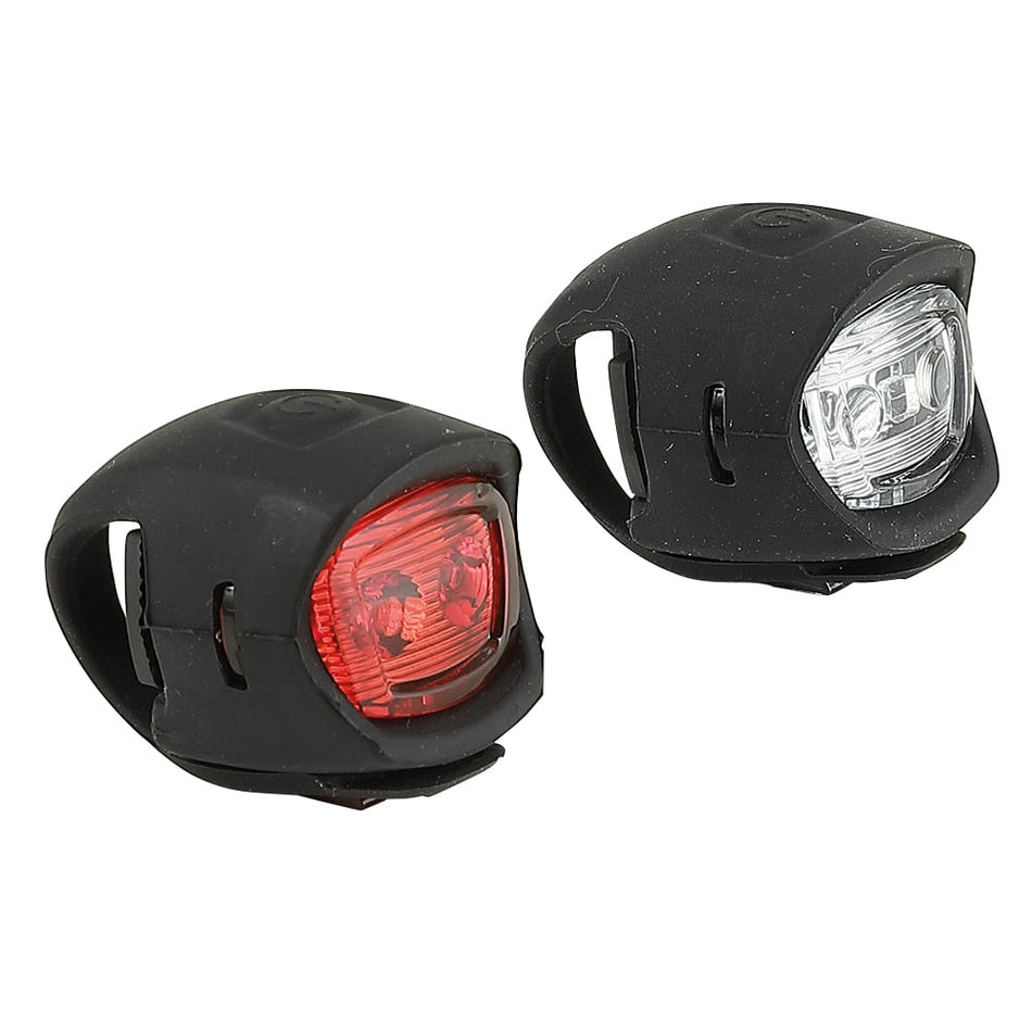 Lampki przednia+tylna (ZESTAW) TWINS czarne z 2 superjasnymi diodami LED