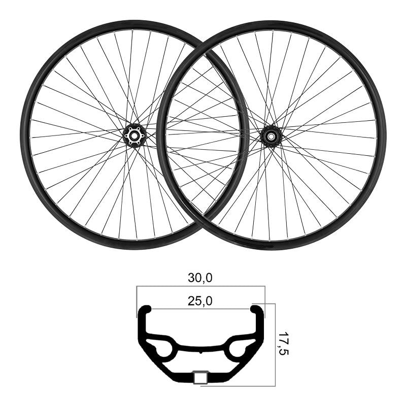 Ruedas Del29" Tras27,5"x25mm Tubeless Shimano 10/11/12V (Par) Disco