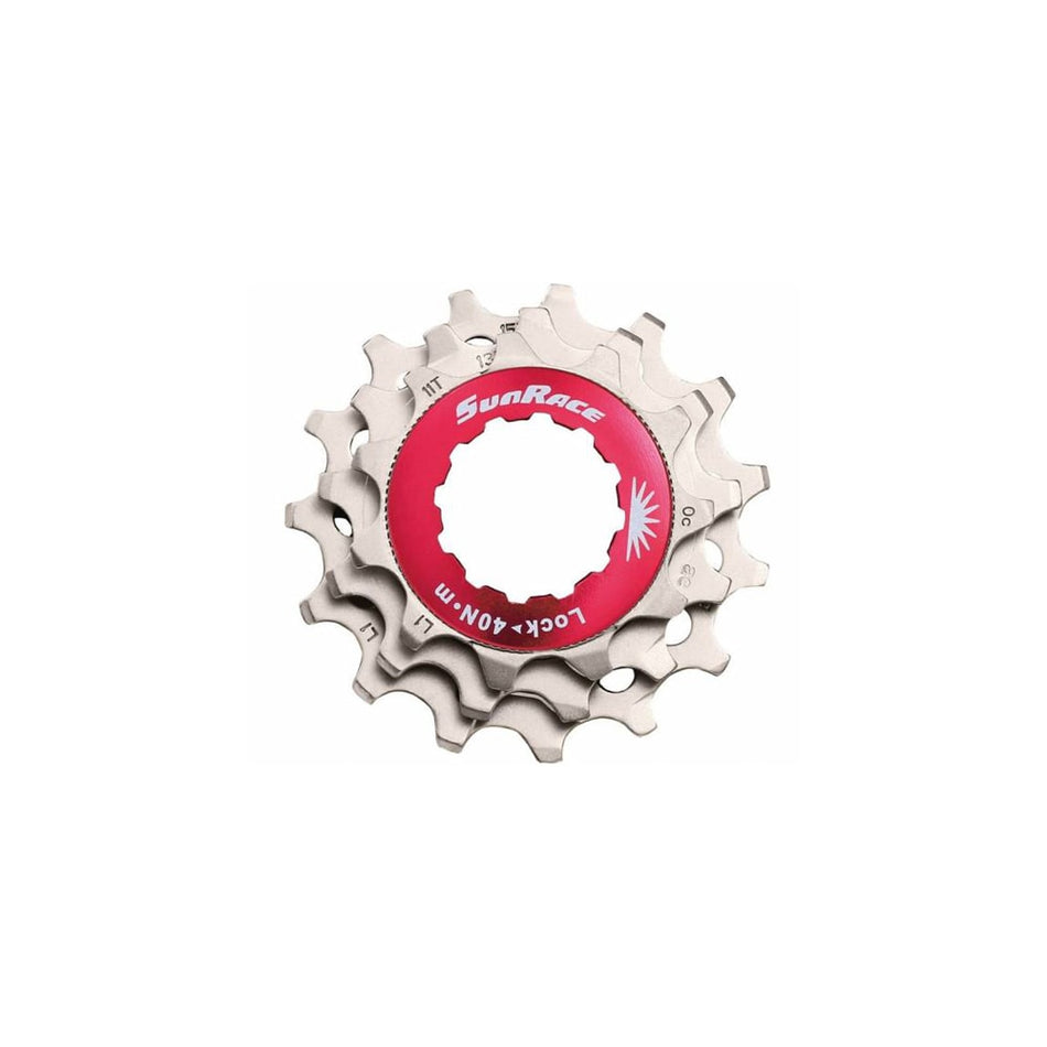 Pierścień blokujący czerwony + zębatki (ZESTAW) 10V z aluminium srebrnego - SHIMANO