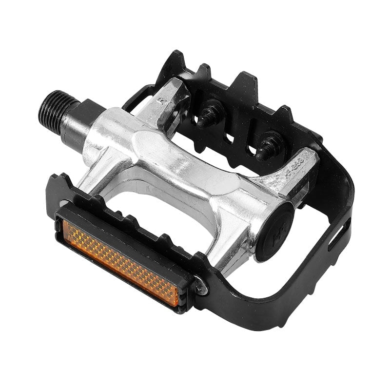 Pédales VTT en Aluminium/Acier Noir/Argent - Axe à Roulements (OEM)