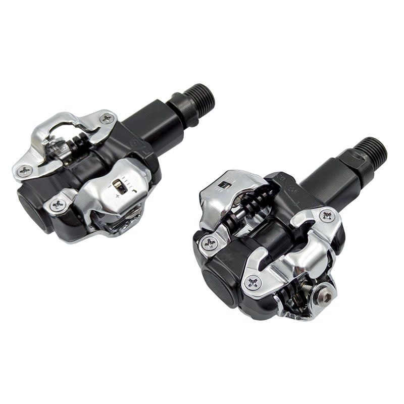 Pedały SPD aluminiowe czarno-srebrne oś na łożyskach 81x63,6mm