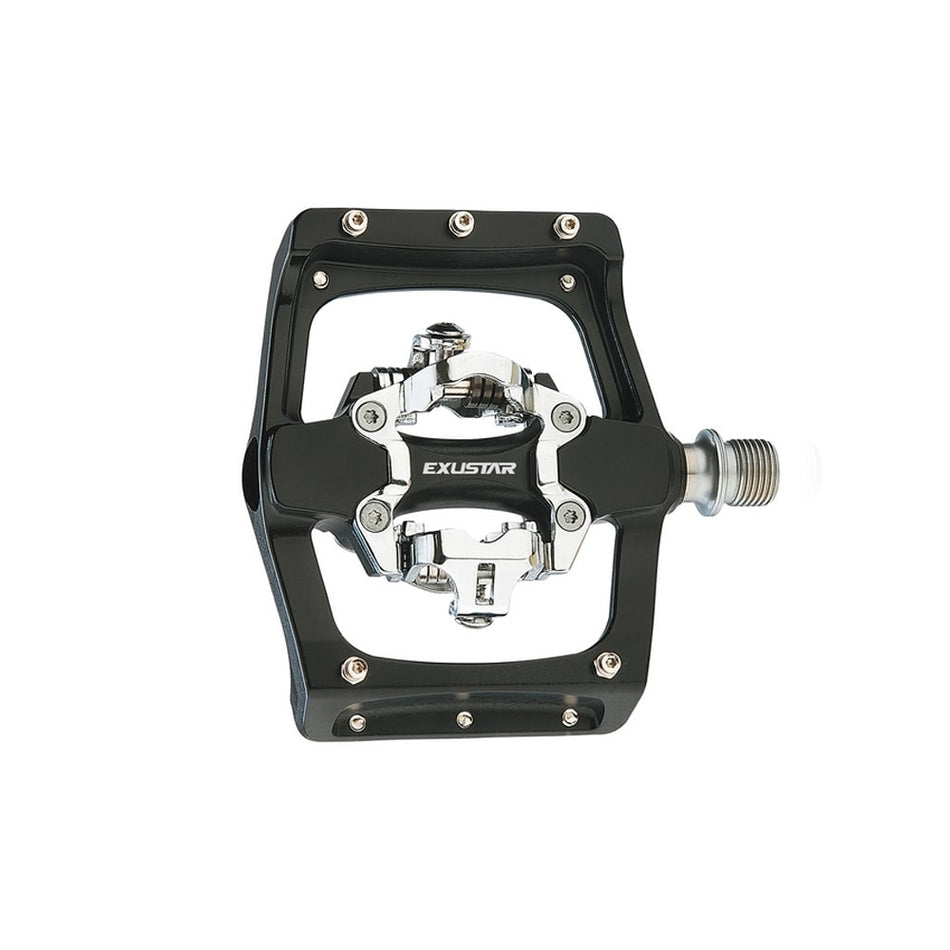 Pedały E-PM820 MTB z aluminium czarne - podwójna funkcja 109x105mm