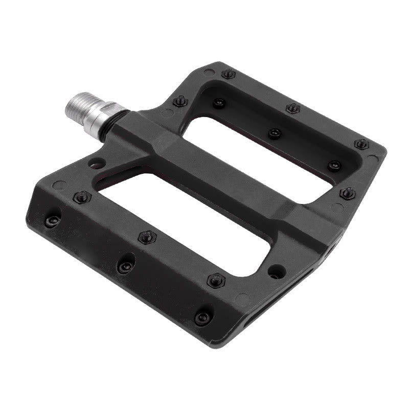 FLAT Pedale aus schwarzem Thermoplast - CR-Mo Achse auf Lagern 111x105x21mm