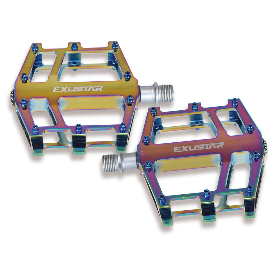 E-PB525 FLAT Mount Pedals in Oil Slick Aluminum 103x100mm