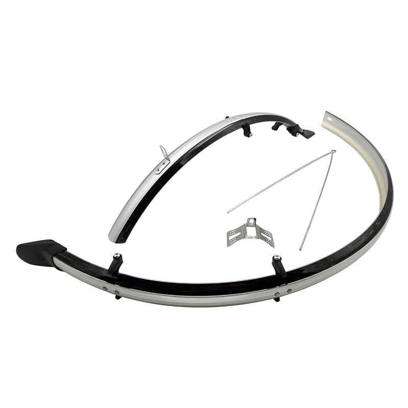 Kotflügel 28" x 45mm aus Polycarbonat Schwarz/Silber (Paar)
