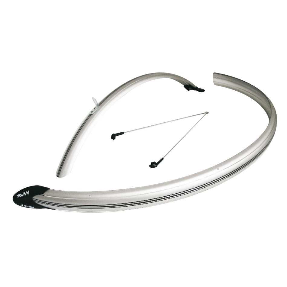 Kotflügel 28" x 45mm aus Polycarbonat Silber/Schwarz (Paar)