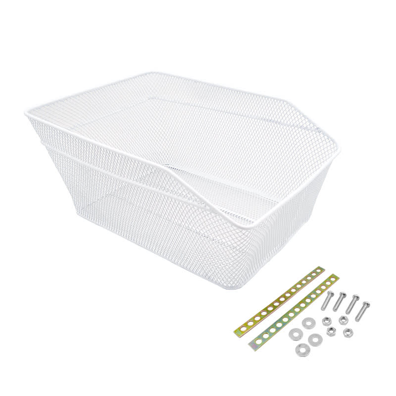 Cesta Trasera 38x28x17cm Rectangular en Acero Blanco