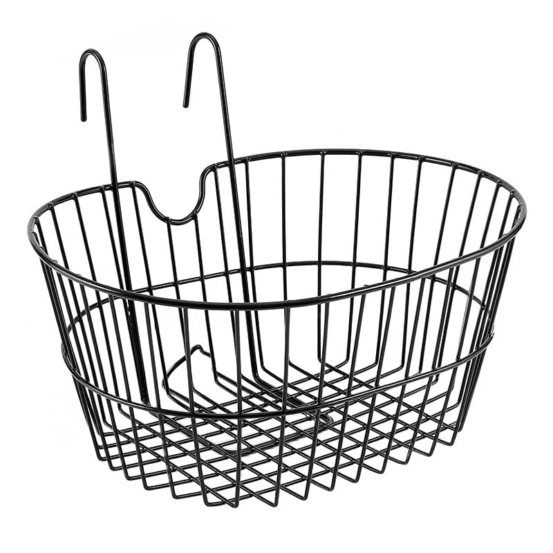 Cesta Delantera Ovalada 30,5x19x40cm en Acero Malla Ancha Negro