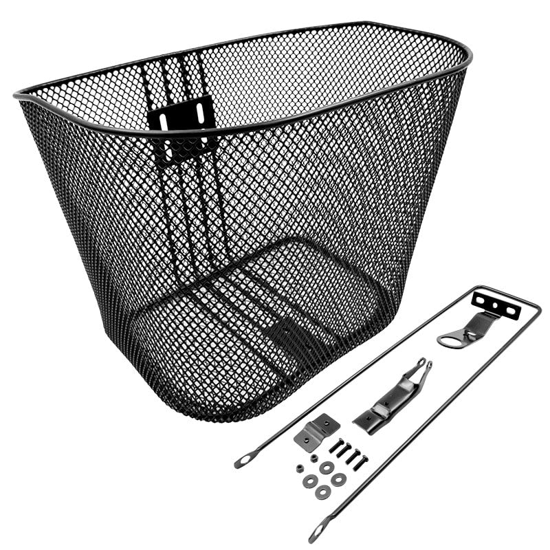 Oval Front Basket CITY BIKE 26.5x26.5x34cm in Steel Black