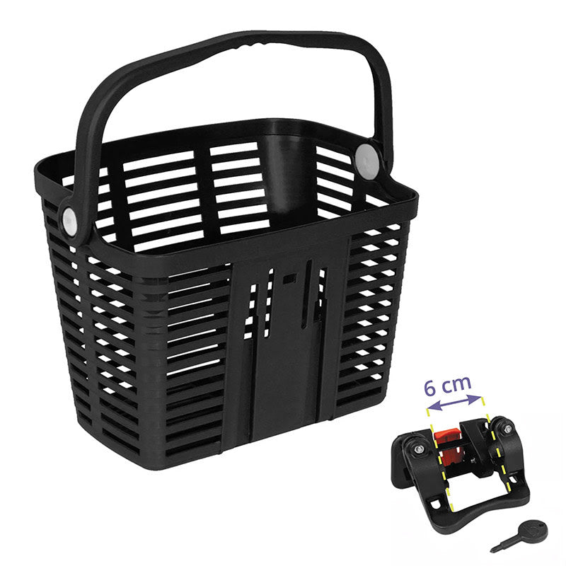 PLAZA Front Basket in Plastic Black Quick Release Diameter: 6cm