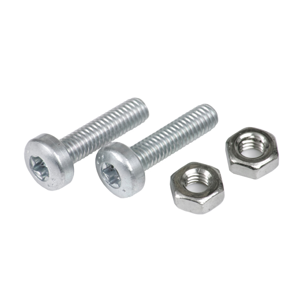 Bosch - Schraubensatz Schloss. 2 Muttern M4 und 2 Zylinderschrauben Torx M4x20 inklusive.