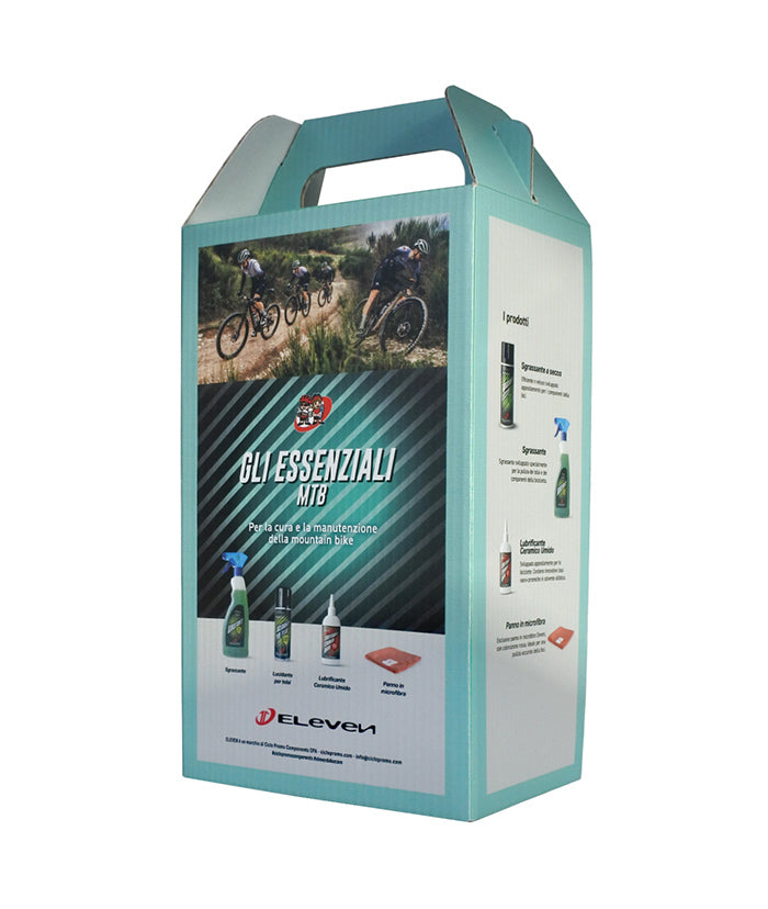 Zestaw Eleven Essentials MTB - produkty do pielęgnacji i konserwacji roweru z broszurą informacyjną