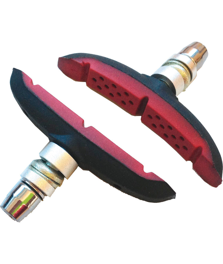 Eleven MTB Bremsbeläge 72mm V-Brake schwarz/rot Doppelmischung mit gebogenem Design