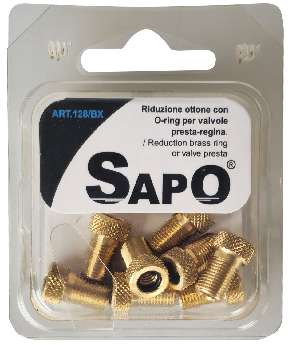 Sapo adapter blister for Presta and Sclaverand valves in brass (10 pcs)