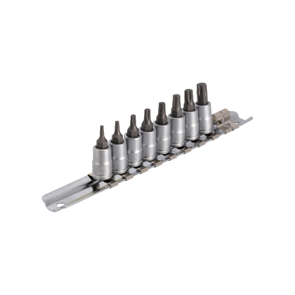 Unior - Torx-Bit-Set 187HTXP8 mit 1/2 Stecknuss auf Schiene