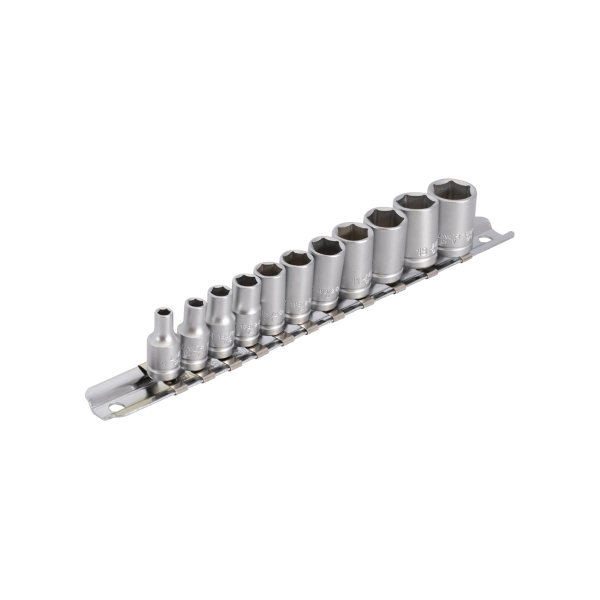 Unior - Stecknuss-Set 1/4 188H6P11 auf Schiene - 4-14 mm