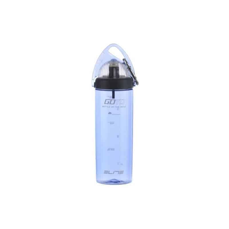 Bidón Elite Goto con ojal y mosquetón 700ml Celeste transparente